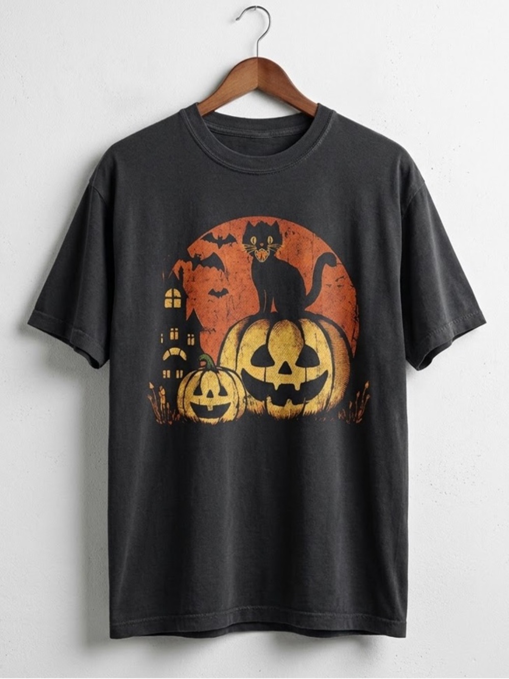 Cat And Pumpkin Ghost Halloween T-shirt